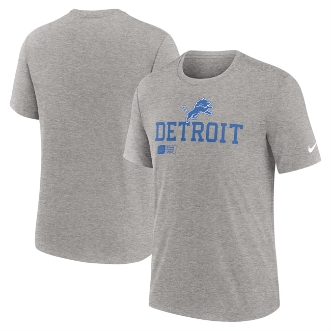 Men's Grey Detroit Lions Overlap Lockup Tri-Blend T-Shirt